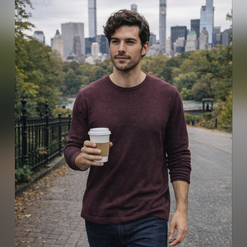 Mossino Merino Wool Mens Sweater L MENWEAR WORK CASUAL Classic Elegant Luxury